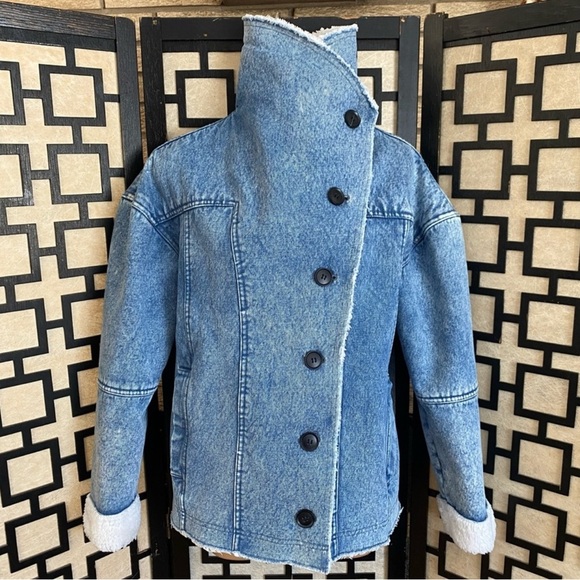 Lucky Brand Stonewashed Style Faux Fur Sherpa jacket size M - Picture 8 of 8